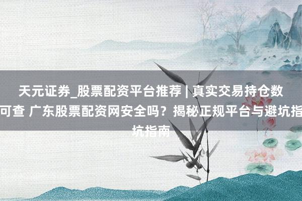 天元证券_股票配资平台推荐 | 真实交易持仓数据可查 广东股票配资网安全吗？揭秘正规平台与避坑指南