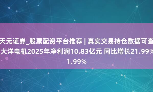 天元证券_股票配资平台推荐 | 真实交易持仓数据可查 大洋电机2025年净利润10.83亿元 同比增长21.99%