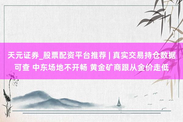 天元证券_股票配资平台推荐 | 真实交易持仓数据可查 中东场地不开畅 黄金矿商跟从金价走低