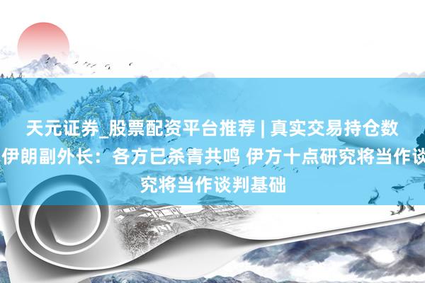 天元证券_股票配资平台推荐 | 真实交易持仓数据可查 伊朗副外长：各方已杀青共鸣 伊方十点研究将当作谈判基础