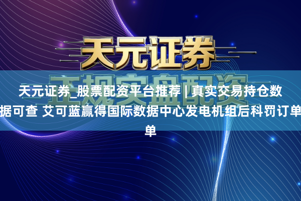 天元证券_股票配资平台推荐 | 真实交易持仓数据可查 艾可蓝赢得国际数据中心发电机组后科罚订单
